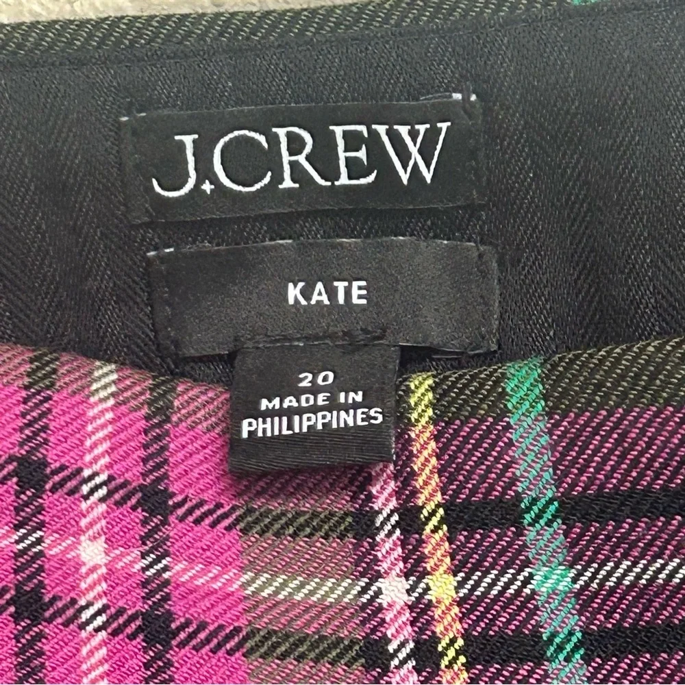 J.Crew Kate Pink Stewart Tartan Plaid Wool Blend Pants Women’s Size 20 Straight - Picture 7 of 9